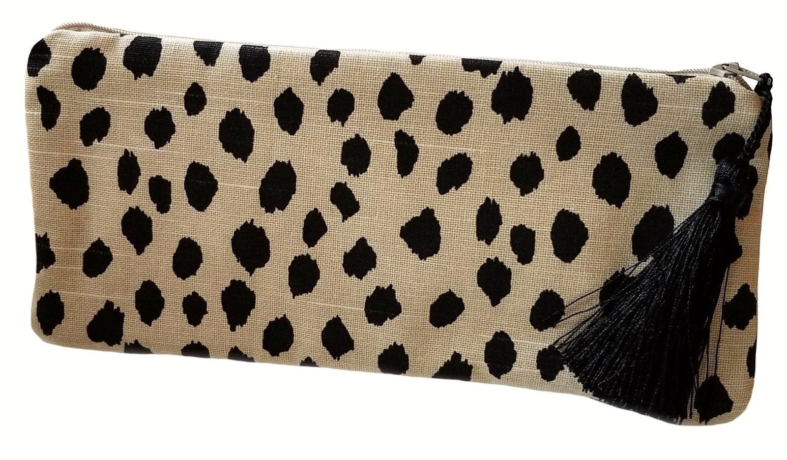 Black Spotted Fabric Clutch