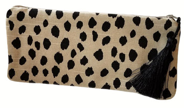 Black Spotted Fabric Clutch