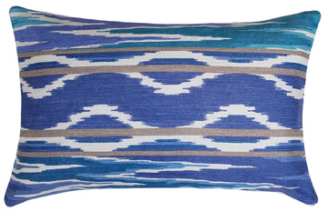 Paloma Desert Blue Ikat Lumbar Pillow