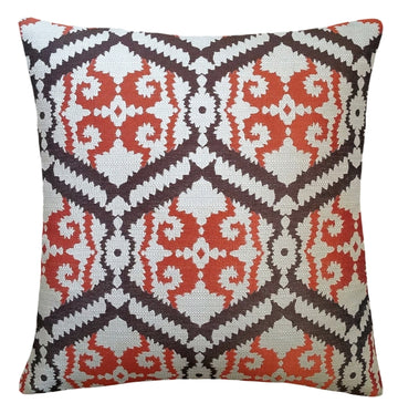 Curran Maximalist Brown and Orange Decor Pillow