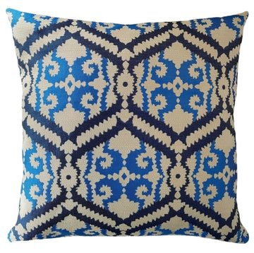 Curran Blue Tapestry Throw Pillow