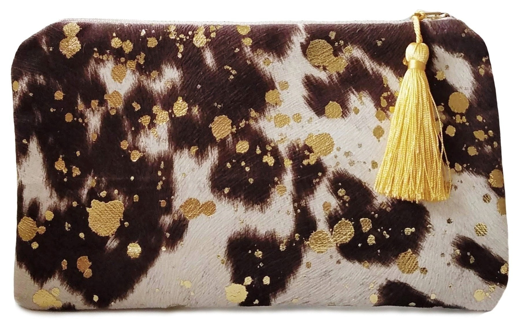 Gold Splatter Brown Faux Cowhide Bag