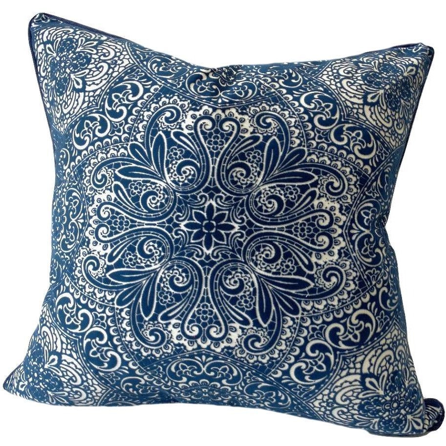 Blue and White Normandy Throw Pillow