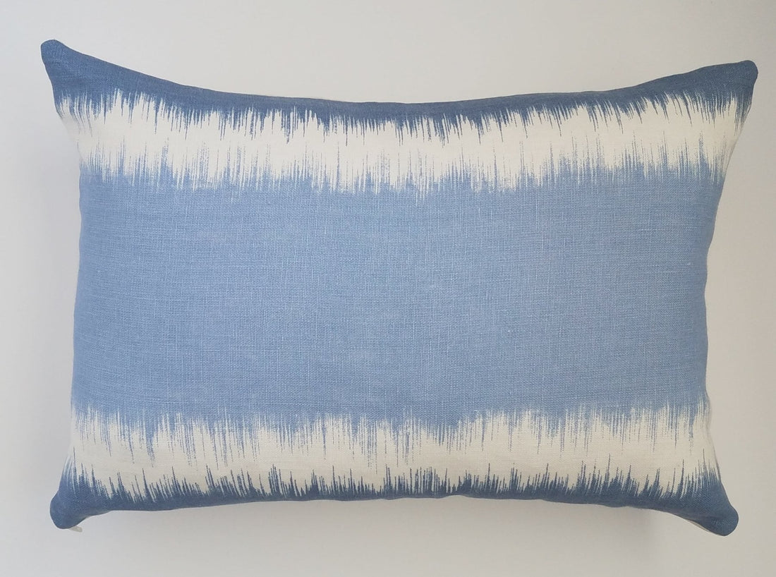 Sky Blue Ikat Stripe Lumbar Pillow