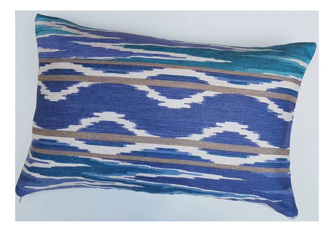 Paloma Desert Blue Ikat Lumbar Pillow